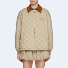 미우미우 퀄팅 코듀로이 카라 패딩 자켓