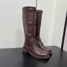 미우미우 룩 가죽 롱부츠  브라운