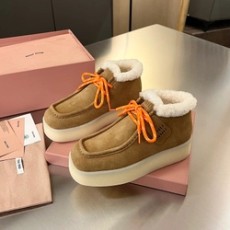 미우미우 스웨이드 델라베 웨지 앵클 부츠