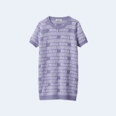 미우미우 로고 울 캐시미어 드레스