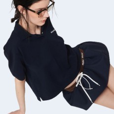 미우미우 모헤어 미니스커트 네이비