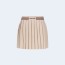 미우미우 내추럴 로고 자수 플리츠 미니스커트