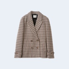 미우미우 더블 브리스티드 하운즈투스 체크 자켓