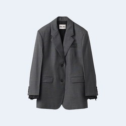 미우미우 싱글브레스트 프린스 오브 웨일스 체크 그리자유 재킷