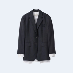 미우미우 싱글브레스트 핀스트라이프 재킷