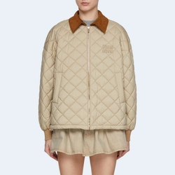 미우미우 퀄팅 코듀로이 카라 패딩 자켓