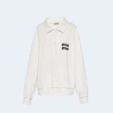 미우미우 코튼 폴로 스웨트셔츠 화이트