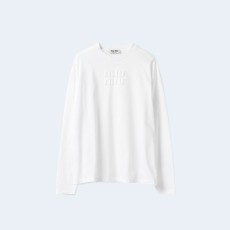 미우미우 엠브로이드 화이트 코튼 티셔츠