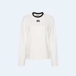 미우미우 저지 롱 슬리브 티셔츠 화이트