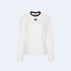 미우미우 저지 롱 슬리브 티셔츠 화이트