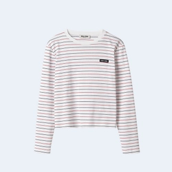 미우미우 롱 슬리브 코튼 저지 티셔츠