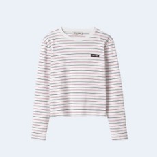 미우미우 롱 슬리브 코튼 저지 티셔츠