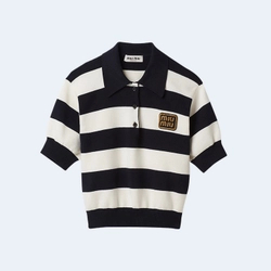 미우미우 골지 니트 폴로 셔츠