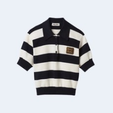 미우미우 골지 니트 폴로 셔츠