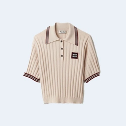 미우미우 로고 캐시미어 니트 폴로 셔츠
