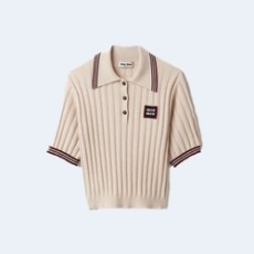 미우미우 로고 캐시미어 니트 폴로 셔츠