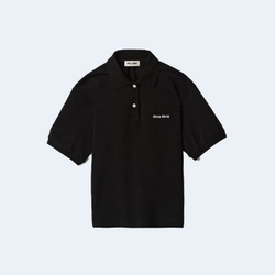 미우미우 코튼 피케 폴로 셔츠 블랙