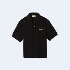 미우미우 코튼 피케 폴로 셔츠 블랙