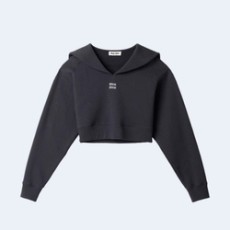 미우미우 코튼 플리스 스웨트셔츠