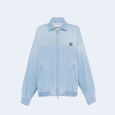 미우미우 샴브레이 블루종 재킷