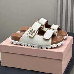 미우미우 캔버스 슬라이드 샌들