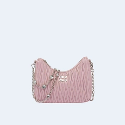 미우미우 마테라쎄 나파 가죽 숄더백 크리스탈 핑크
