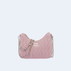 미우미우 마테라쎄 나파 가죽 숄더백 크리스탈 핑크
