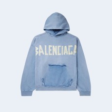 발렌시아가 오버사이즈 테이프 로고 후디 블루