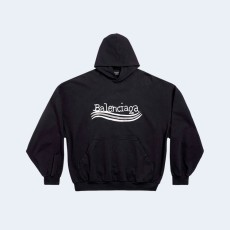 발렌시아가 웨이브 로고 후드