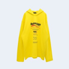 발렌시아가 드라이 클리닝 로고 노 립 후디 옐로우