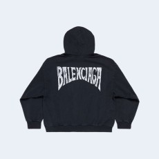 발렌시아가 핸드-드로운 미디엄 핏 후디 블랙