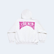 발렌시아가 핸드-드로운 백 로고 미디엄 핏 후디