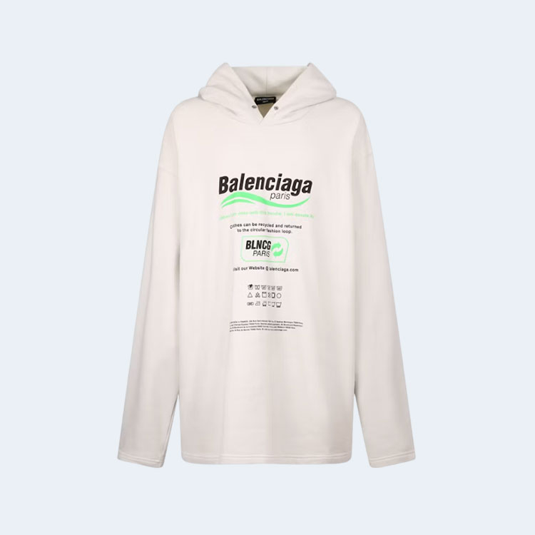 발렌시아가 드라이 클리닝 박시 후디 화이트