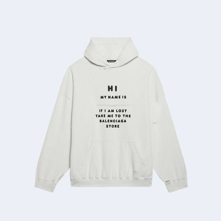 발렌시아가 하이 마이 네임 이즈 후디 화이트