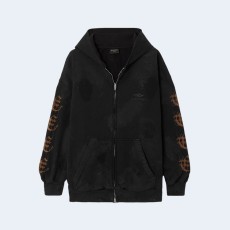 발렌시아가 디스트레스드 프린티드 코튼 저지 후디