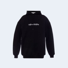 발렌시아가 라지 핏 심볼릭 후디 블랙