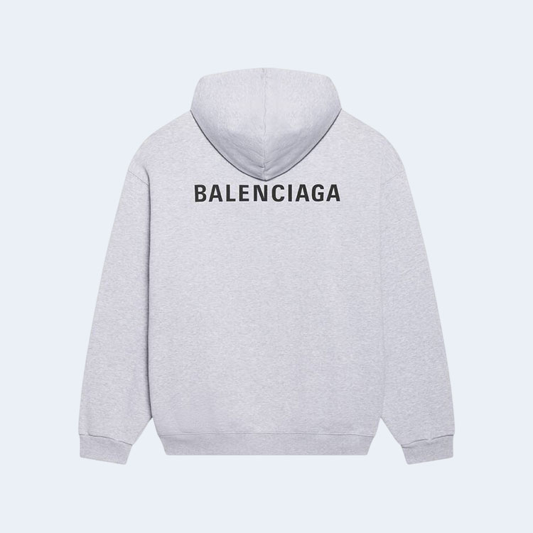 발렌시아가 로고 미디엄 핏 후디 그레이