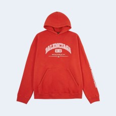 발렌시아가 메종 로고 프린트 후드 레드