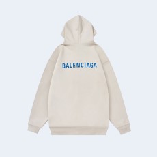 발렌시아가 백 블루 로고 후디 베이지