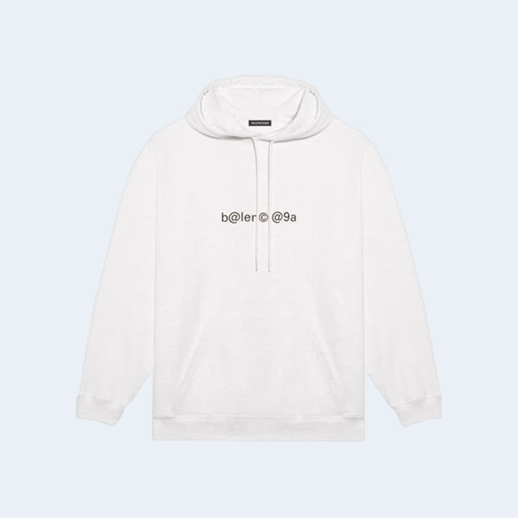 발렌시아가 심볼릭 체스트 크리에이티브 로고 레트로 후드 화이트