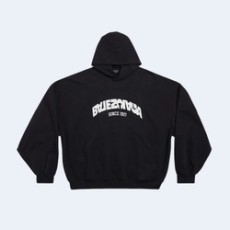 발렌시아가 백 플립 오버사이즈 라운드 후디 블랙