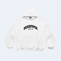 발렌시아가 백 플립 오버사이즈 라운드 후디 화이트