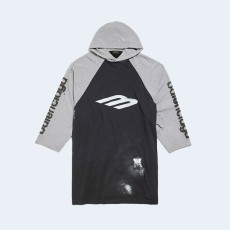 발렌시아가 3B 스텐실 후디드 래글런 오버사이즈 티셔츠 블랙