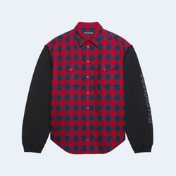 발렌시아가 체크 플란넬 셔츠 레드