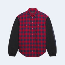 발렌시아가 체크 플란넬 셔츠 레드