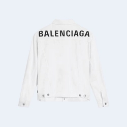 발렌시아가 엠브로이더리 로고 데님 자켓 화이트