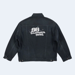 발렌시아가 핸드 드로운 BB 아이콘 오버사이즈 자켓 블랙