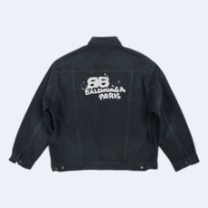 발렌시아가 핸드 드로운 BB 아이콘 오버사이즈 자켓 블랙