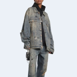 발렌시아가 엠벨리시드 데님 재킷