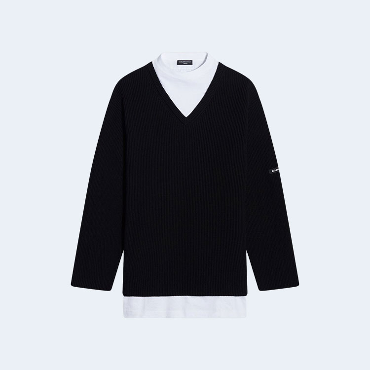 발렌시아가 레이어드 브이넥 니트